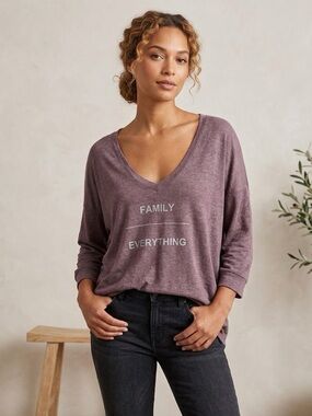 good hYOUman Purple/Maroon Super Soft Stretchy Long Sleeve V Neck Top Blouse Med